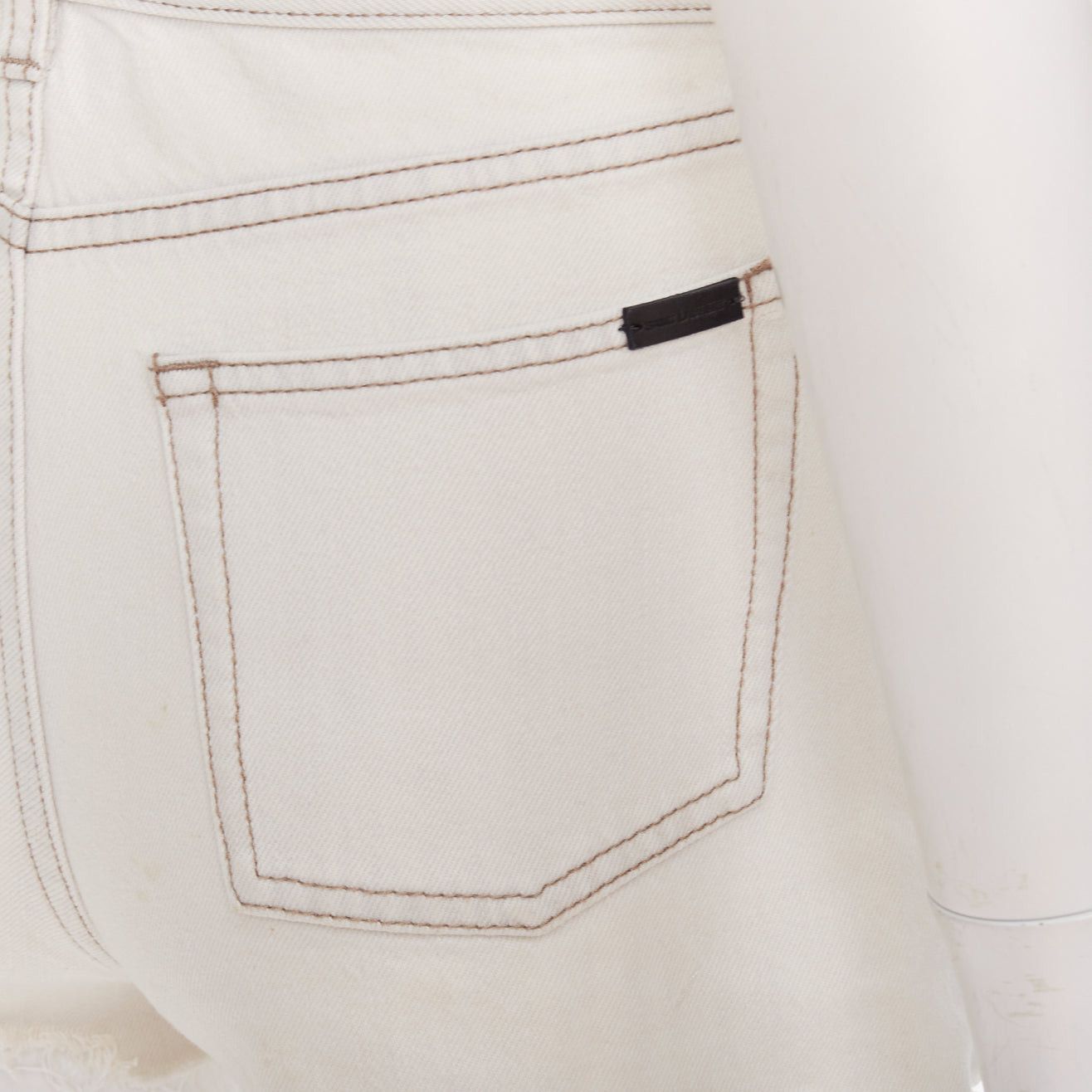 Saint Laurent Paris SAINT LAURENT 2021 light grey washed cotton distressed mini shorts 25" Size 27" / US 4 / IT 40 - 2 Thumbnail