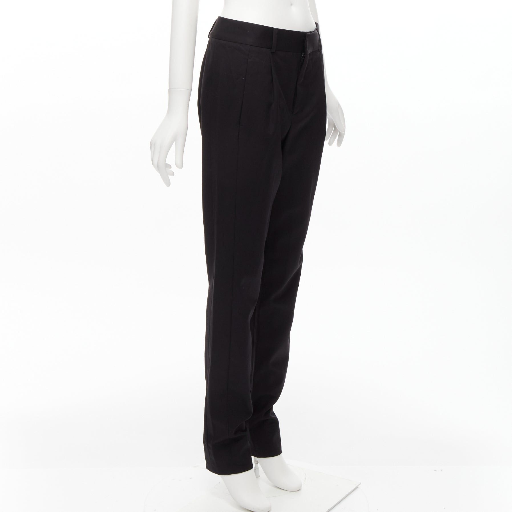 Saint Laurent Paris SAINT LAURENT 2017 black 100% virgin wool minimal pleat straight trousers FR36 S Size 27" / US 4 / IT 40 - 3 Thumbnail