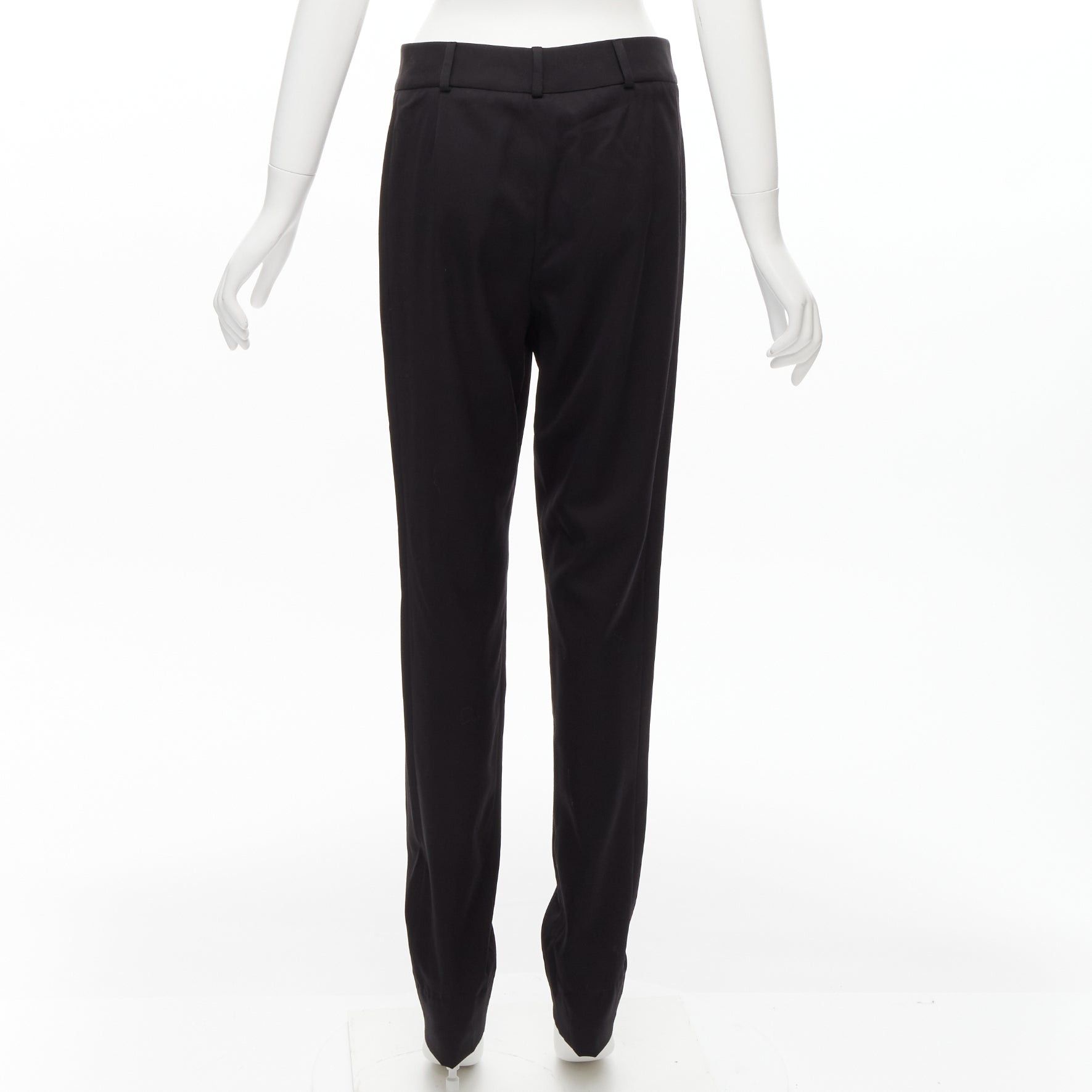 Saint Laurent Paris SAINT LAURENT 2017 black 100% virgin wool minimal pleat straight trousers FR36 S Size 27" / US 4 / IT 40 - 5 Thumbnail