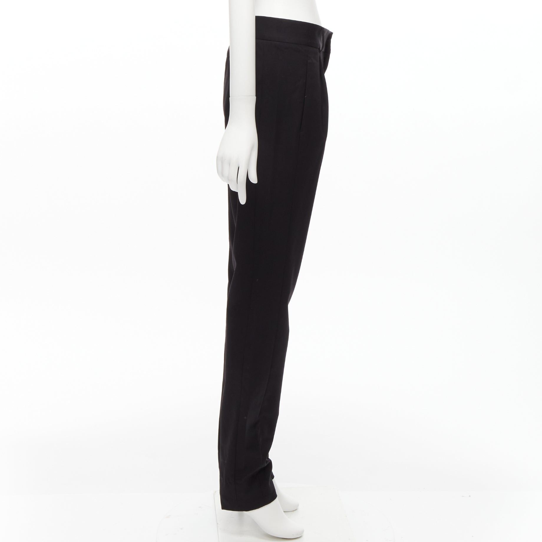 Saint Laurent Paris SAINT LAURENT 2017 black 100% virgin wool minimal pleat straight trousers FR36 S Size 27" / US 4 / IT 40 - 4 Thumbnail