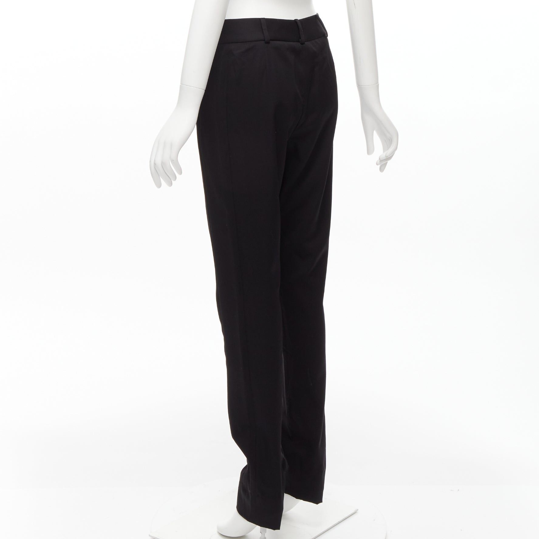 Saint Laurent Paris SAINT LAURENT 2017 black 100% virgin wool minimal pleat straight trousers FR36 S Size 27" / US 4 / IT 40 - 6 Thumbnail