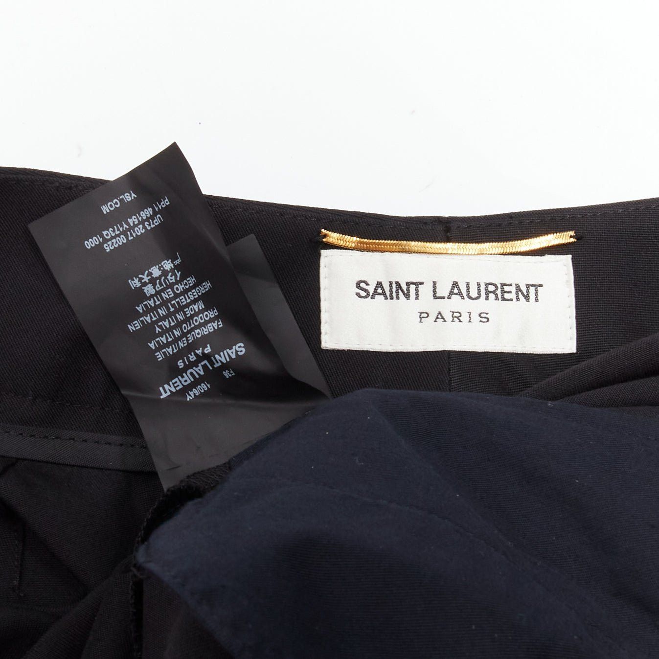 Saint Laurent Paris SAINT LAURENT 2017 black 100% virgin wool minimal pleat straight trousers FR36 S Size 27" / US 4 / IT 40 - 8 Thumbnail