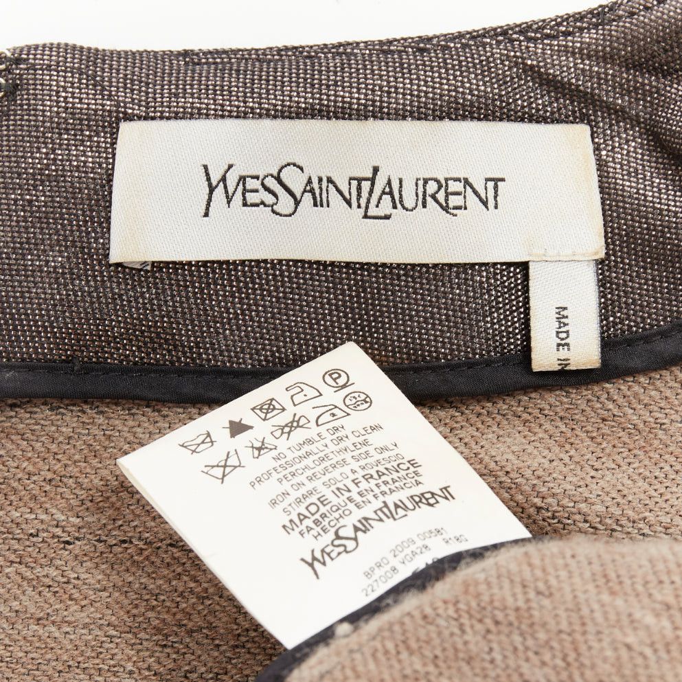 Saint Laurent Paris YVES SAINT LAURENT 2009 bronze metallic look V neck sheath dress FR40 S Size S / US 4 / IT 40 - 8 Thumbnail