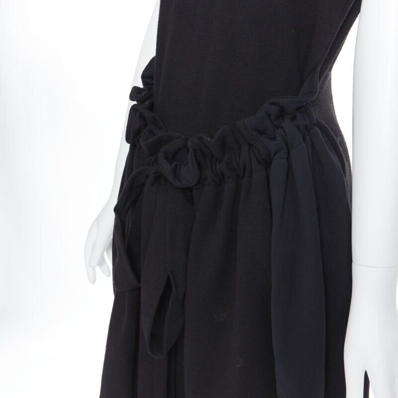 Saint Laurent Paris YVES SAINT LAURENT AW09 black cap sleeve ruched tie front bubble hem dress FR38 Size M / US 6-8 / IT 42-44 - 2 Thumbnail