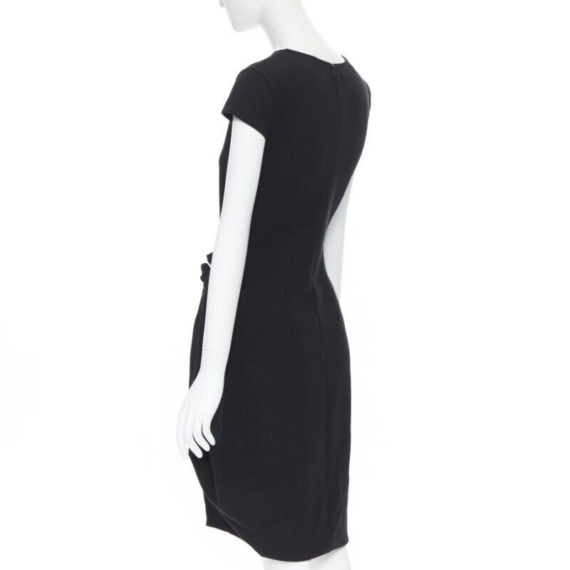 Saint Laurent Paris YVES SAINT LAURENT AW09 black cap sleeve ruched tie front bubble hem dress FR38 Size M / US 6-8 / IT 42-44 - 7 Thumbnail