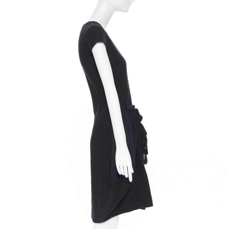 Saint Laurent Paris YVES SAINT LAURENT AW09 black cap sleeve ruched tie front bubble hem dress FR38 Size M / US 6-8 / IT 42-44 - 5 Thumbnail