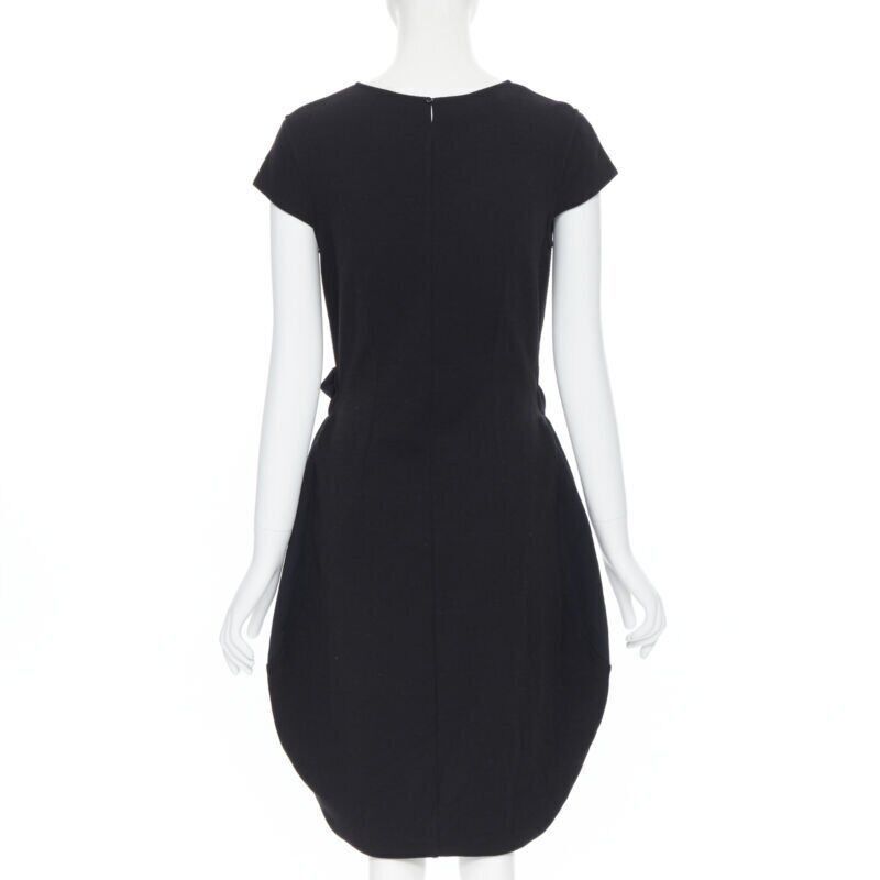 Saint Laurent Paris YVES SAINT LAURENT AW09 black cap sleeve ruched tie front bubble hem dress FR38 Size M / US 6-8 / IT 42-44 - 6 Thumbnail