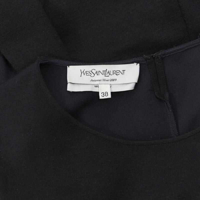 Saint Laurent Paris YVES SAINT LAURENT AW09 black cap sleeve ruched tie front bubble hem dress FR38 Size M / US 6-8 / IT 42-44 - 10 Thumbnail