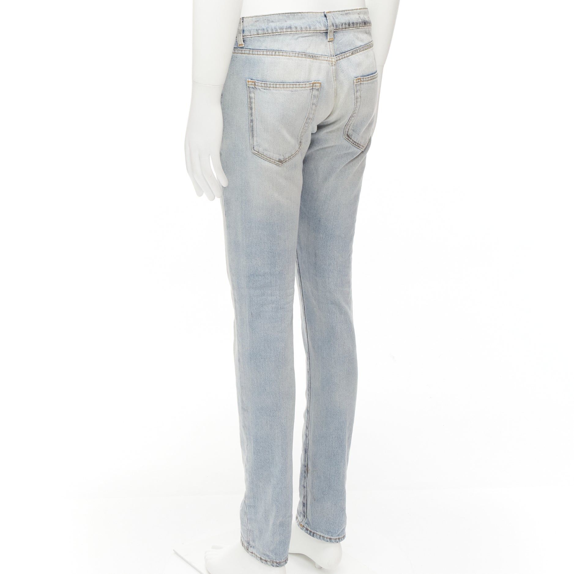 Saint Laurent Paris SAINT LAURENT D02 black smudge paint blue distressed washed jeans 30" Size 48R - 6 Thumbnail