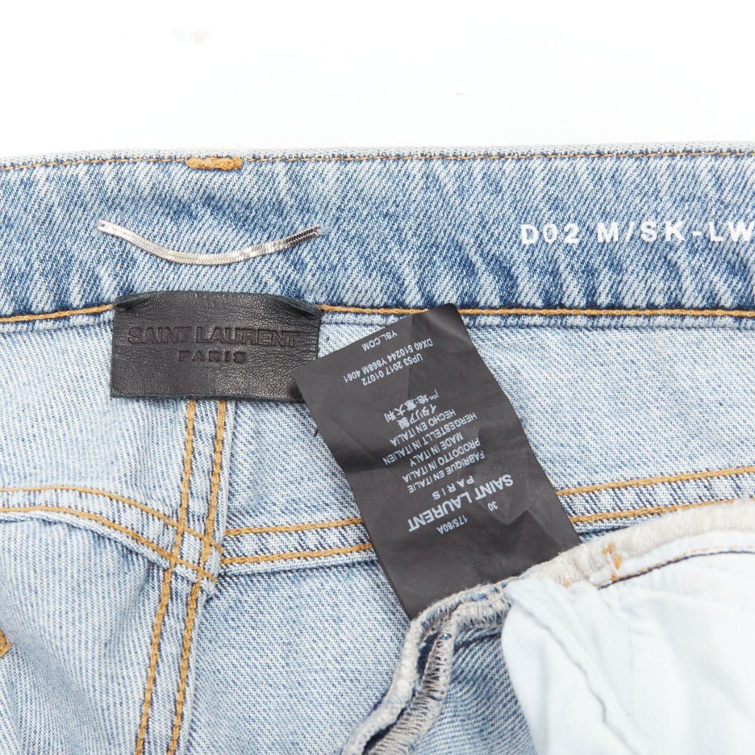 Saint Laurent Paris SAINT LAURENT D02 black smudge paint blue distressed washed jeans 30" Size 48R - 9 Thumbnail