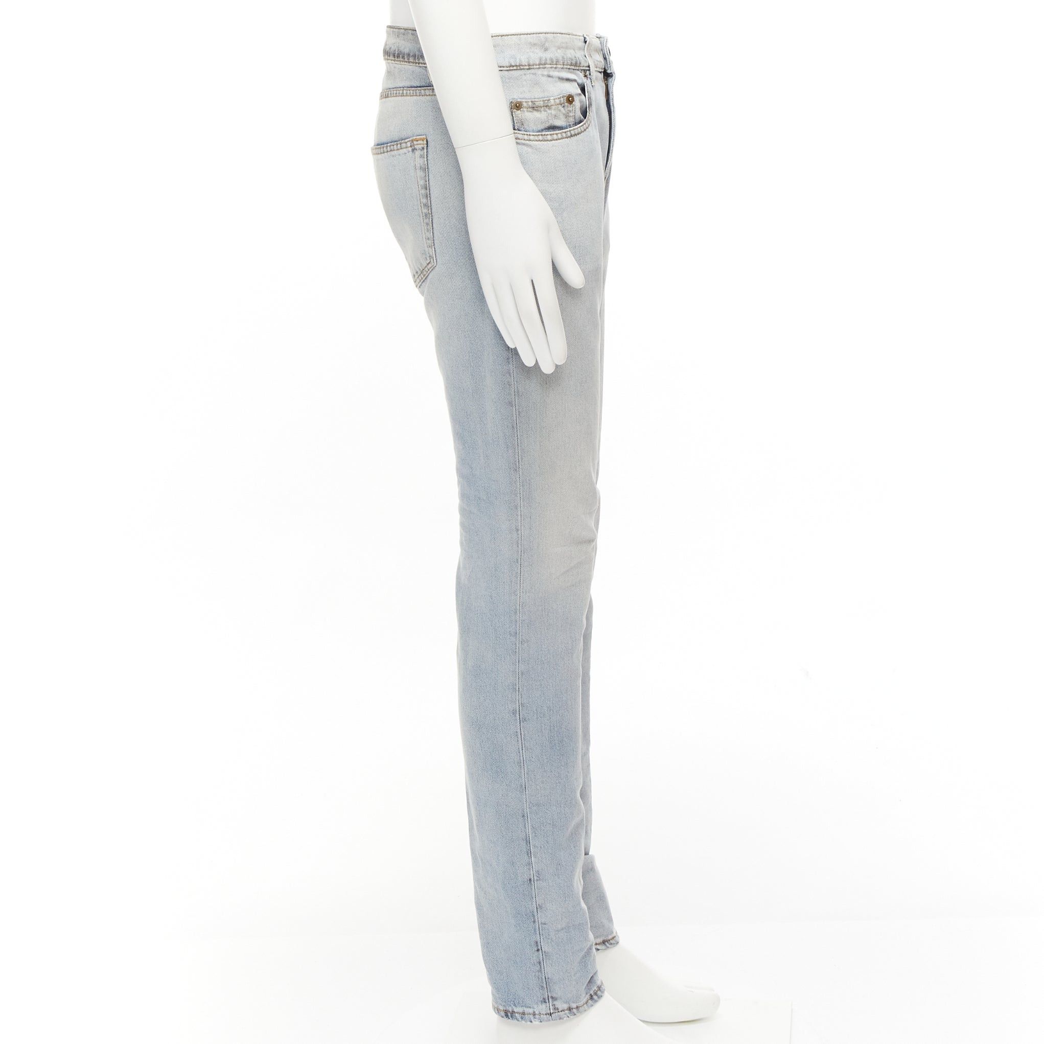 Saint Laurent Paris SAINT LAURENT D02 black smudge paint blue distressed washed jeans 30" Size 48R - 4 Thumbnail