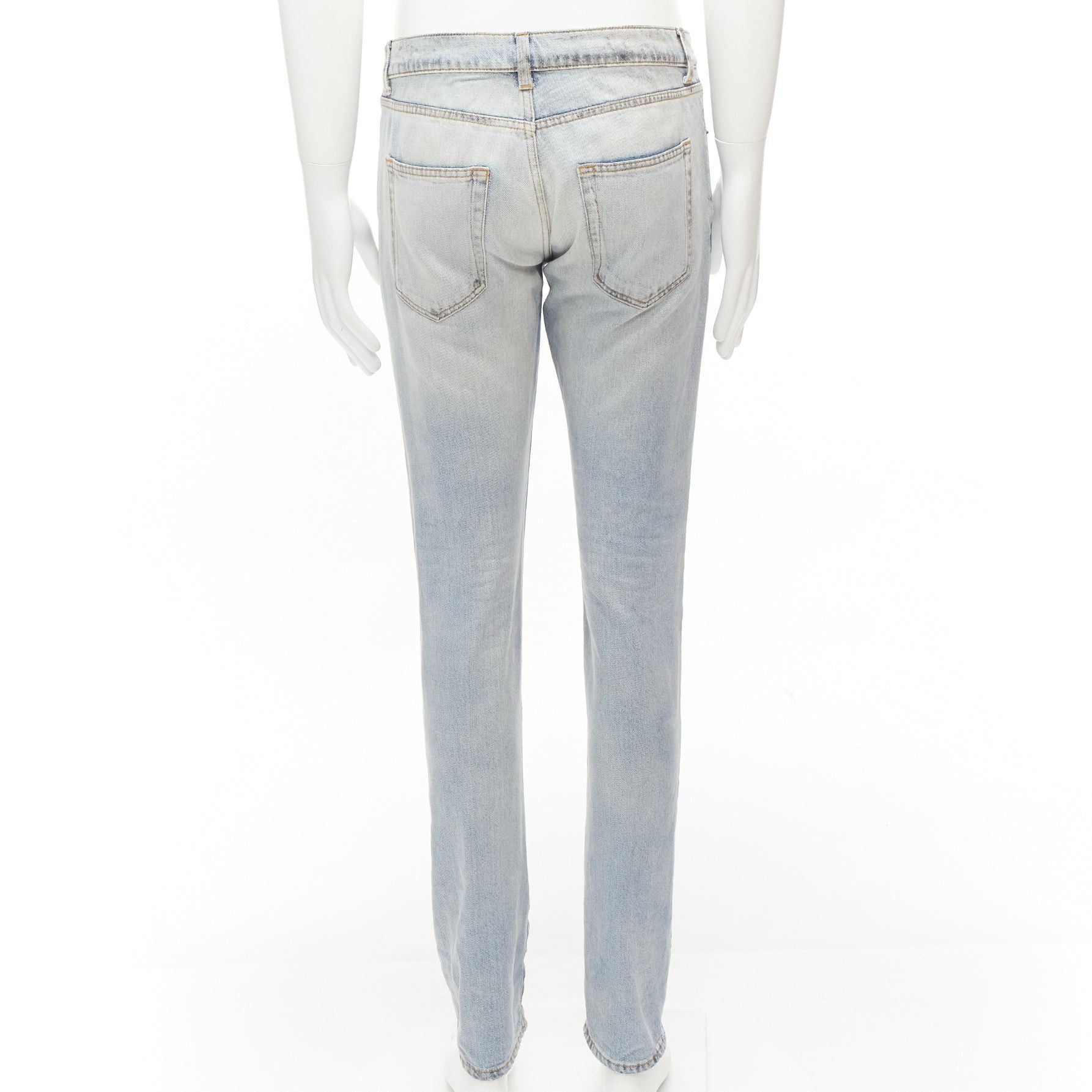 Saint Laurent Paris SAINT LAURENT D02 black smudge paint blue distressed washed jeans 30" Size 48R - 5 Thumbnail