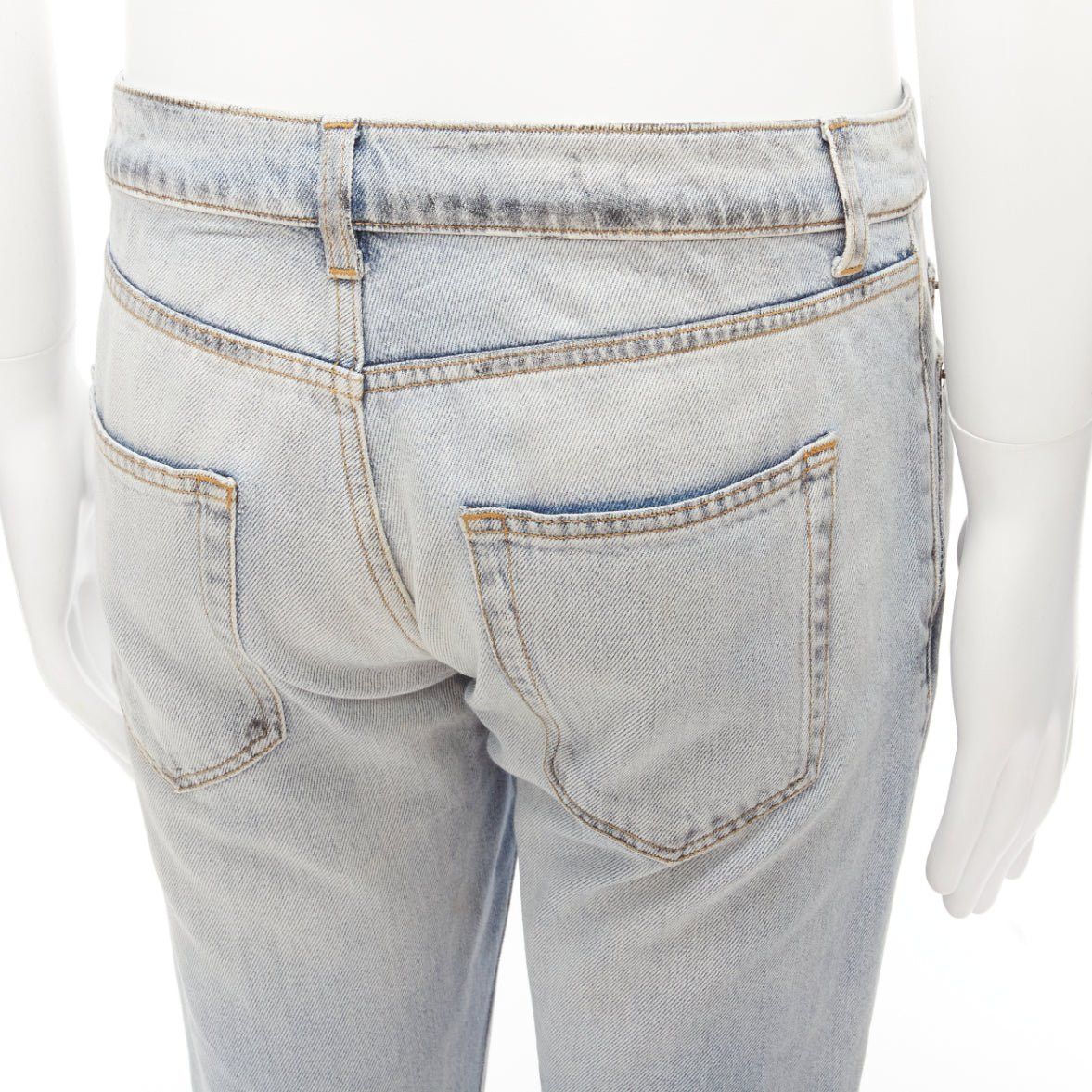 Saint Laurent Paris SAINT LAURENT D02 black smudge paint blue distressed washed jeans 30" Size 48R - 7 Thumbnail