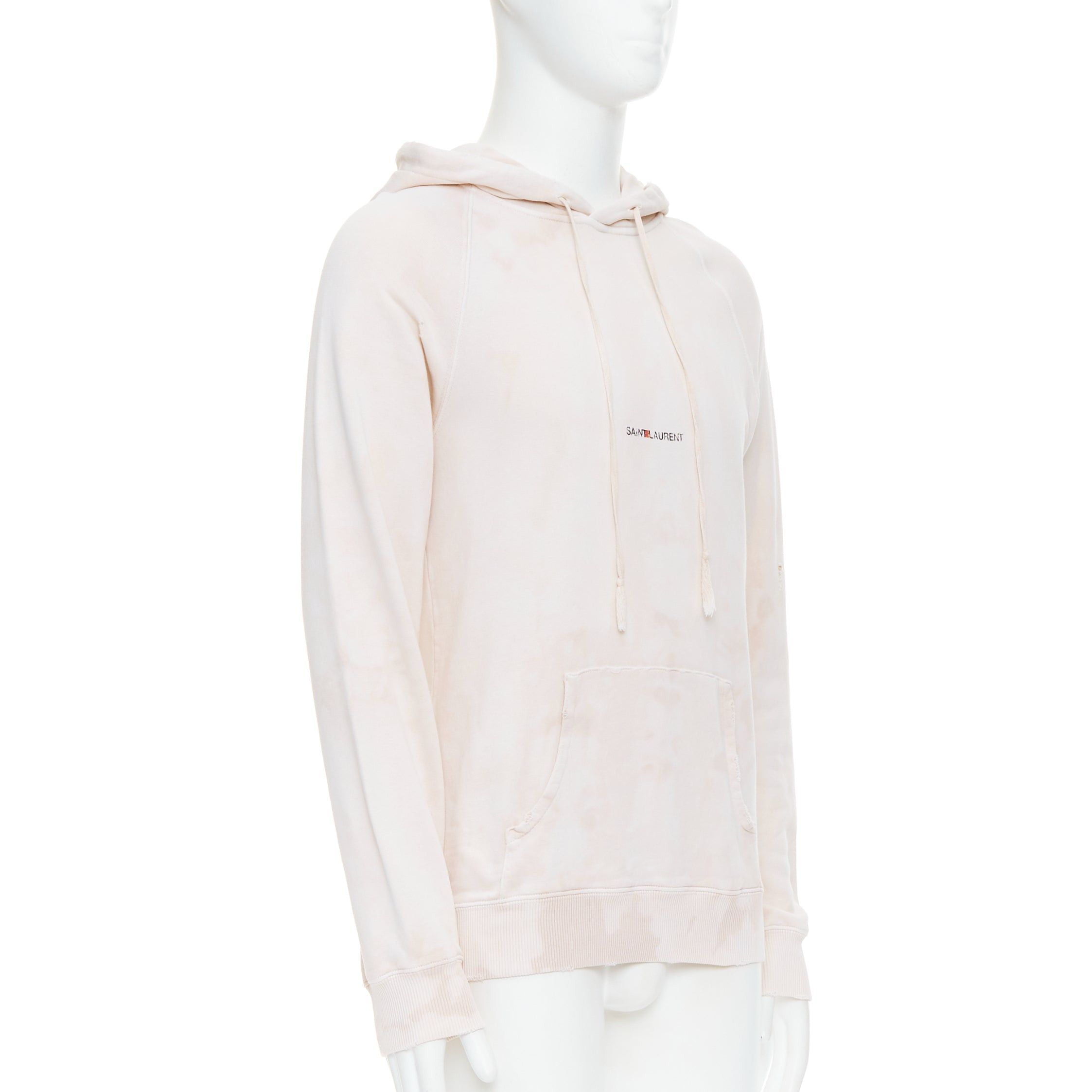 Saint Laurent Paris SAINT LAURENT 2018 cream washed tie ye distressed logo hoodie S Size US S / EU 44-46 / 1 - 3 Thumbnail