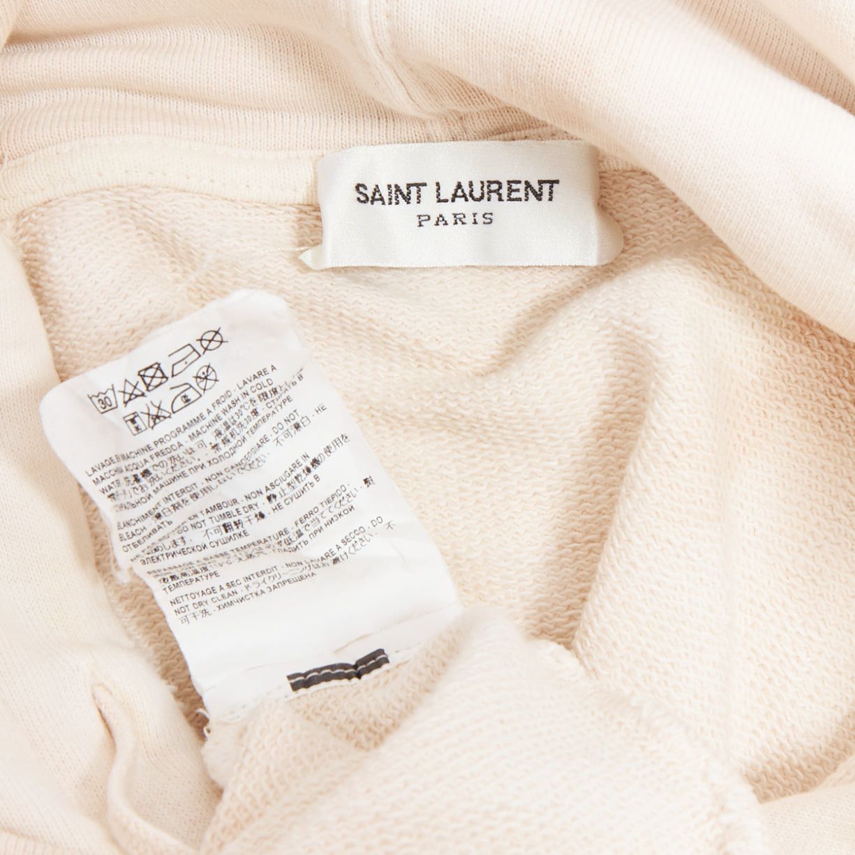 Saint Laurent Paris SAINT LAURENT 2018 cream washed tie ye distressed logo hoodie S Size US S / EU 44-46 / 1 - 8 Thumbnail