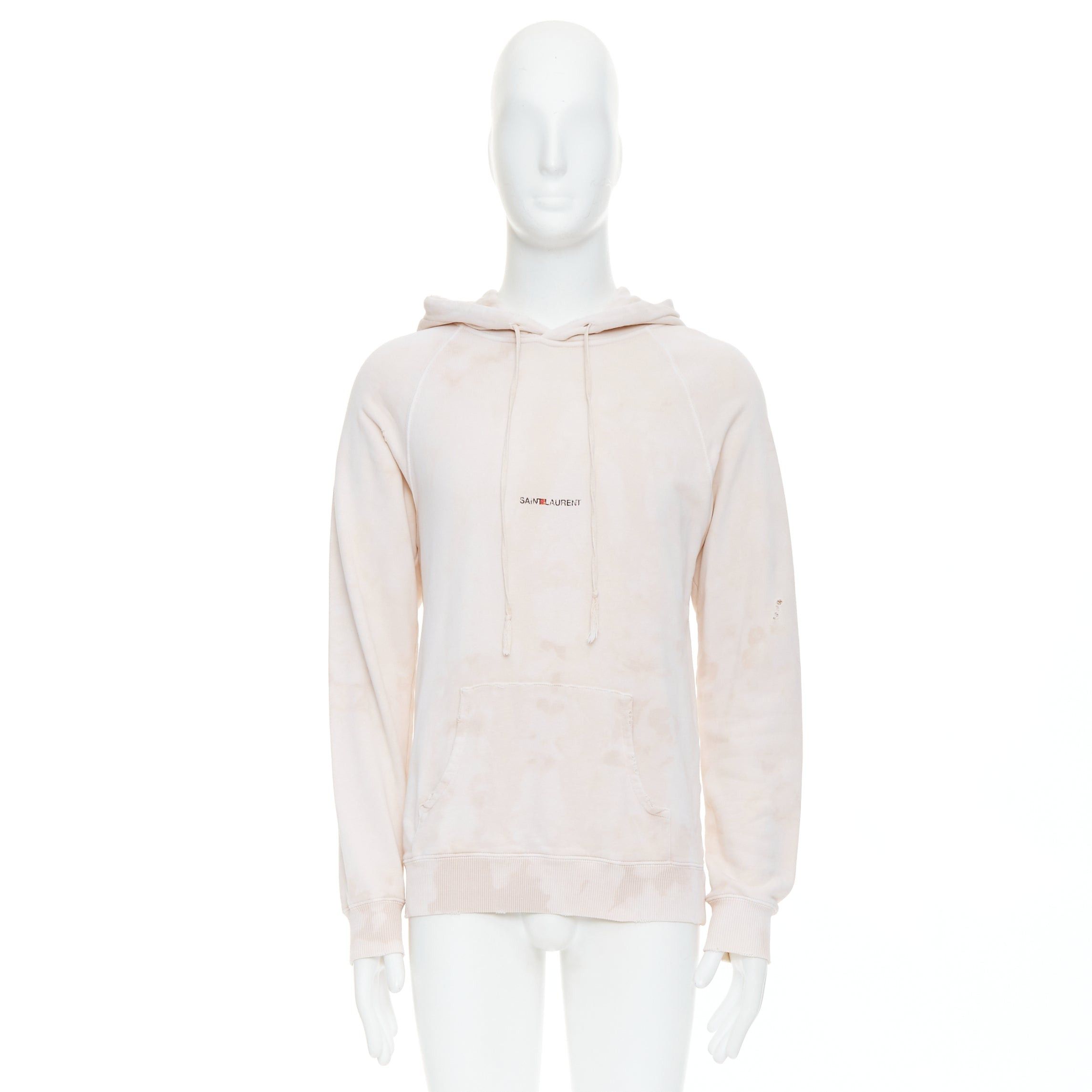 Saint Laurent Paris SAINT LAURENT 2018 cream washed tie ye distressed logo hoodie S Size US S / EU 44-46 / 1 - 9 Thumbnail