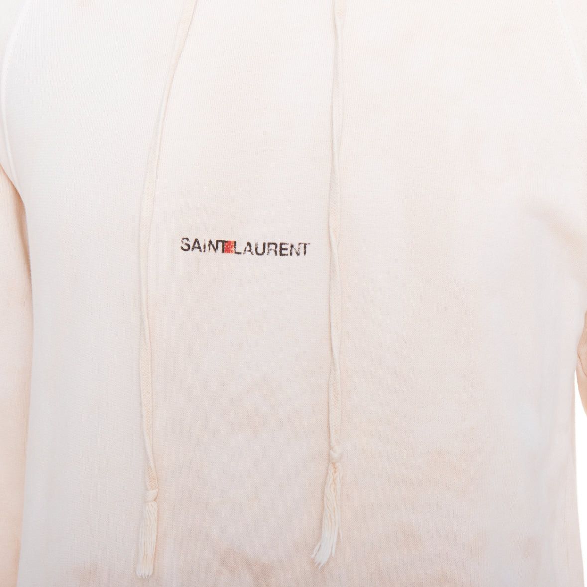 Saint Laurent Paris SAINT LAURENT 2018 cream washed tie ye distressed logo hoodie S Size US S / EU 44-46 / 1 - 2 Thumbnail