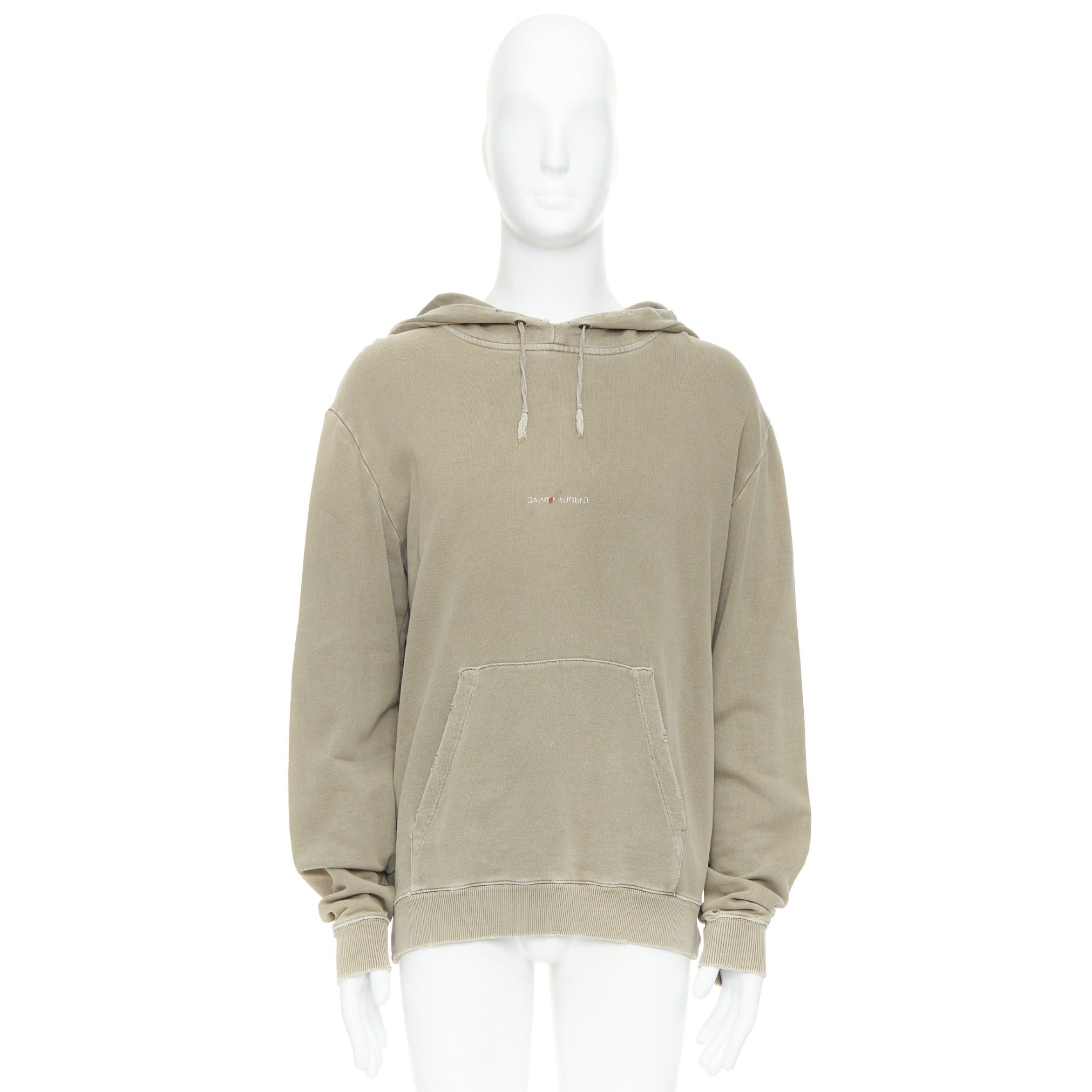 Saint Laurent Paris SAINT LAURENT 2018 stone cotton distressed washed logo hoodie S Size US S / EU 44-46 / 1 - 9 Thumbnail