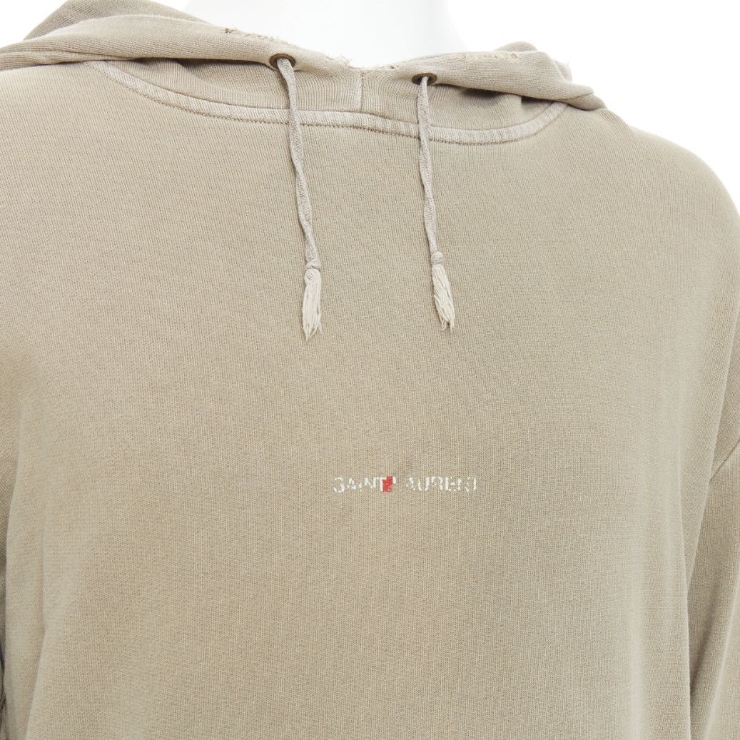 Saint Laurent Paris SAINT LAURENT 2018 stone cotton distressed washed logo hoodie S Size US S / EU 44-46 / 1 - 7 Thumbnail