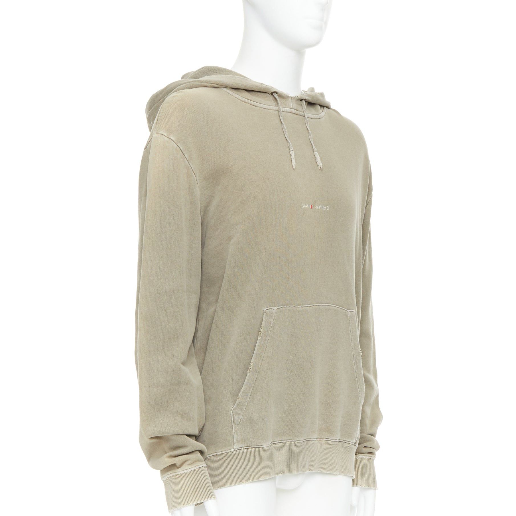 Saint Laurent Paris SAINT LAURENT 2018 stone cotton distressed washed logo hoodie S Size US S / EU 44-46 / 1 - 3 Thumbnail