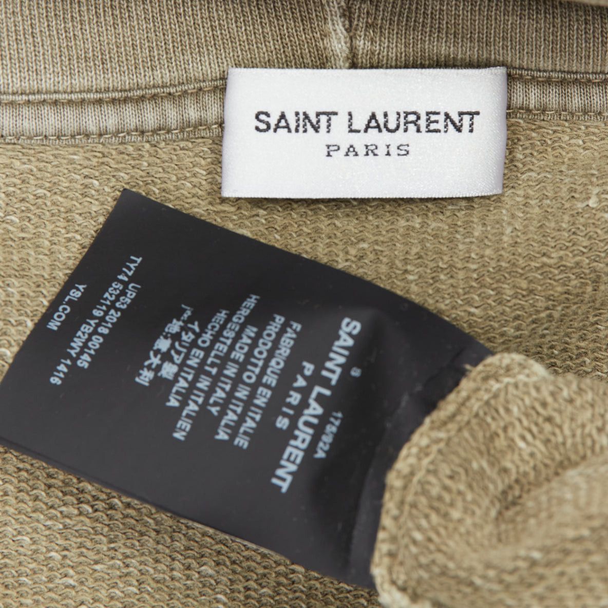 Saint Laurent Paris SAINT LAURENT 2018 stone cotton distressed washed logo hoodie S Size US S / EU 44-46 / 1 - 8 Thumbnail
