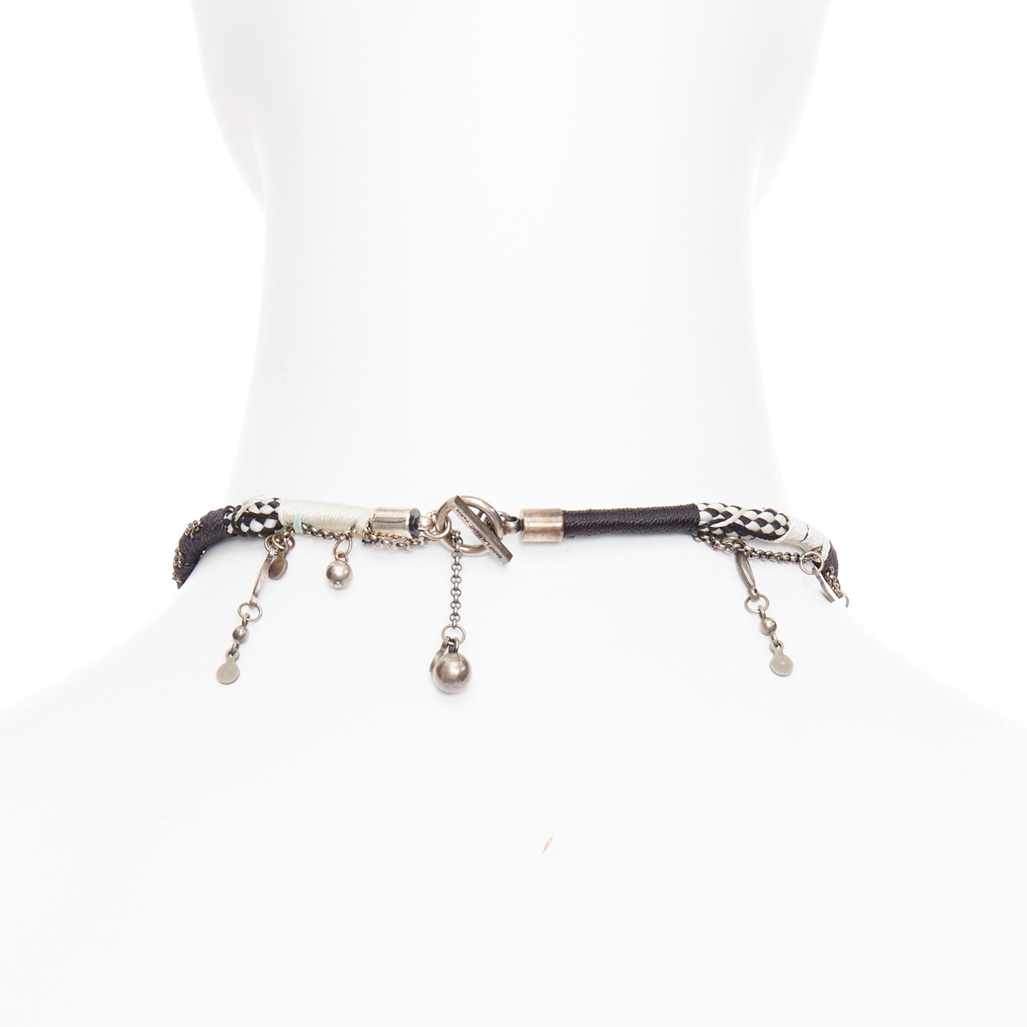 Saint Laurent Paris SAINT LAURENT black white braided tribal ball charms choker necklace Size ONE SIZE - 5 Thumbnail