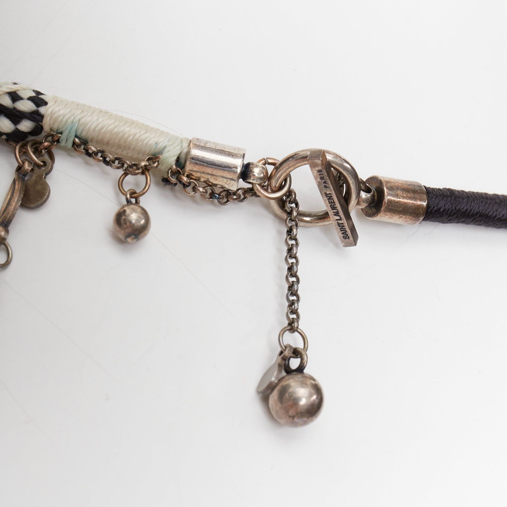 Saint Laurent Paris SAINT LAURENT black white braided tribal ball charms choker necklace Size ONE SIZE - 6 Thumbnail