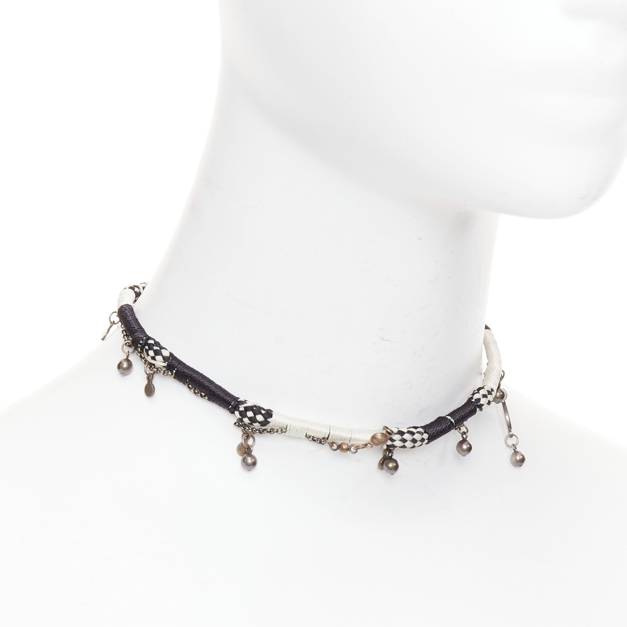 Saint Laurent Paris SAINT LAURENT black white braided tribal ball charms choker necklace Size ONE SIZE - 3 Thumbnail