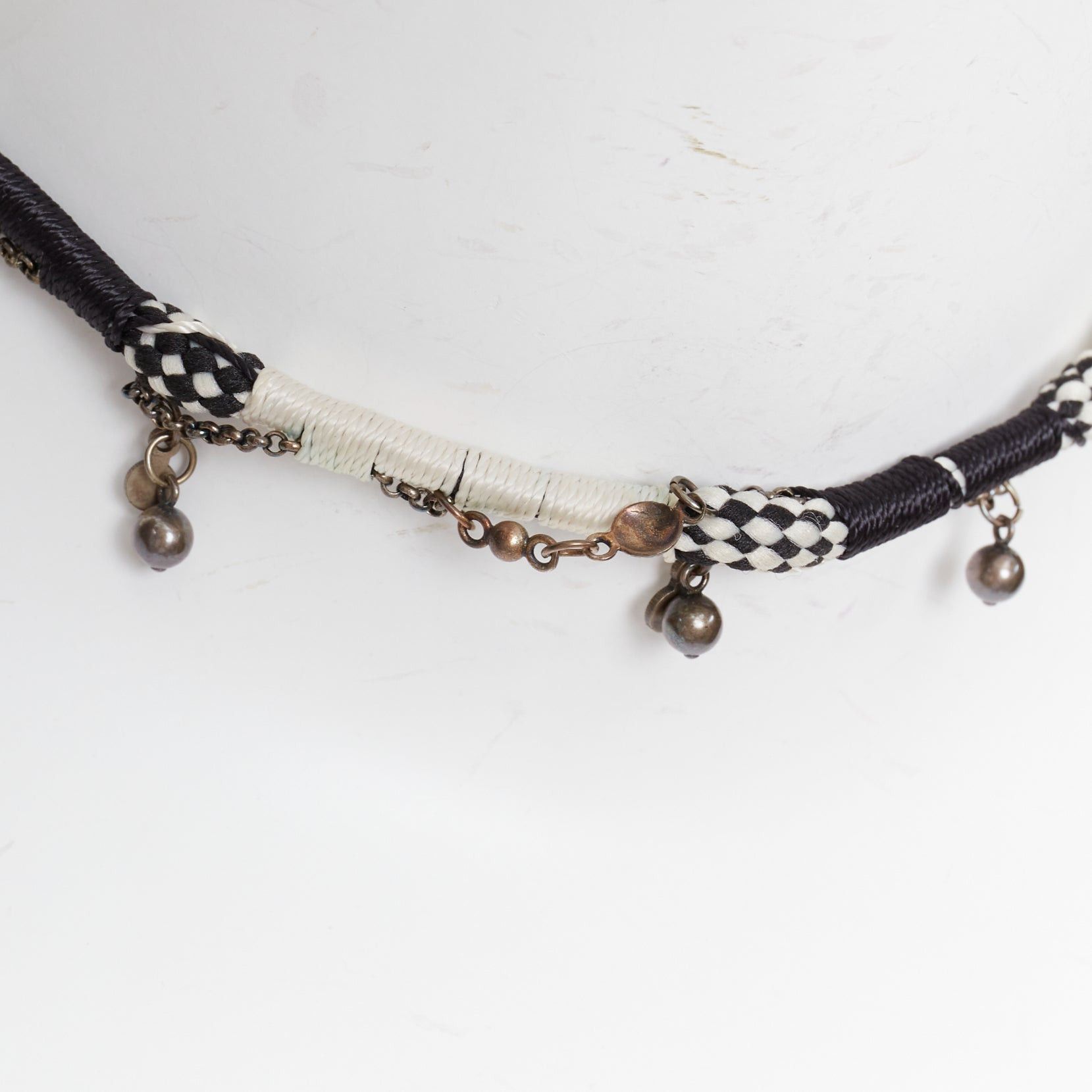 Saint Laurent Paris SAINT LAURENT black white braided tribal ball charms choker necklace Size ONE SIZE - 2 Thumbnail