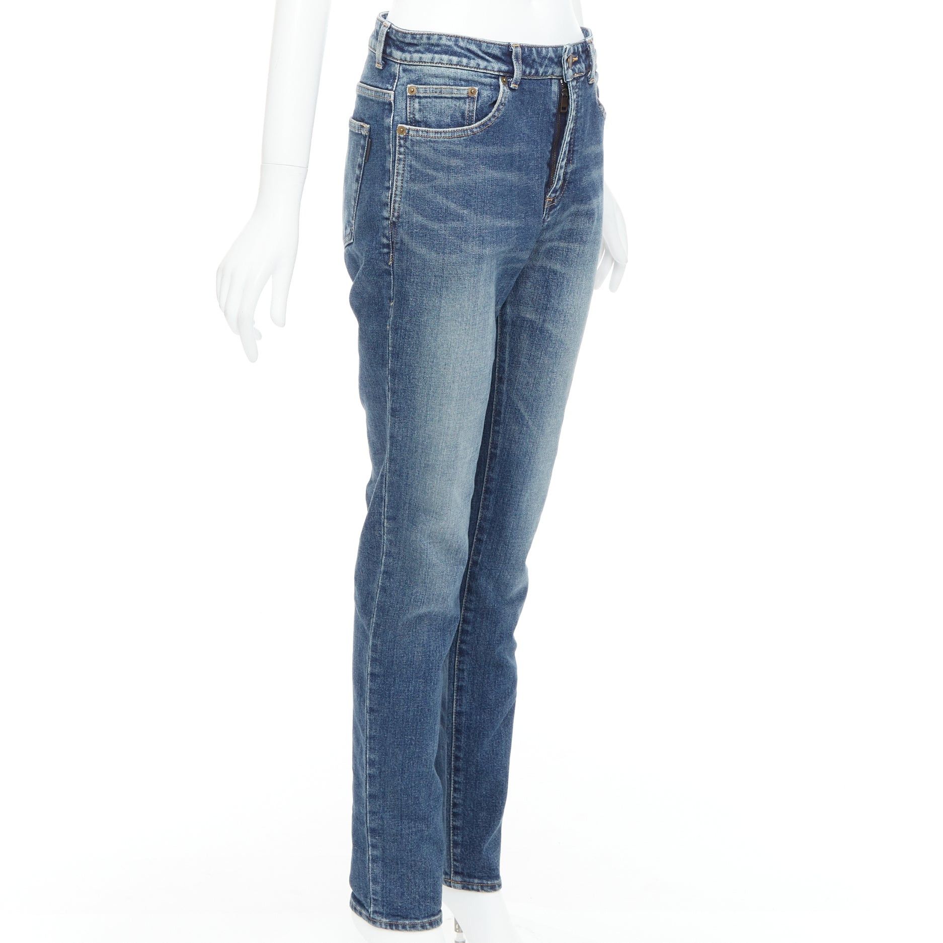 Saint Laurent Paris SAINT LAURENT D05 washed blue classic mid waist tapered jeans 29" Size 29" - 3 Thumbnail