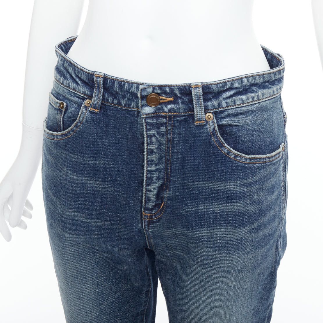 Saint Laurent Paris SAINT LAURENT D05 washed blue classic mid waist tapered jeans 29" Size 29" - 2 Thumbnail