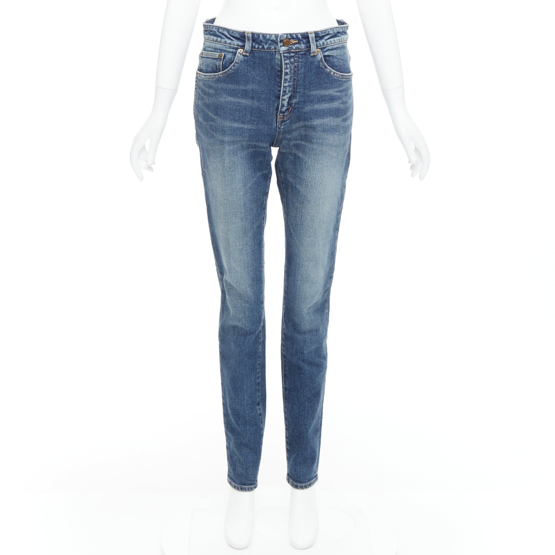 Saint Laurent Paris SAINT LAURENT D05 washed blue classic mid waist tapered jeans 29" Size 29" - 9 Thumbnail