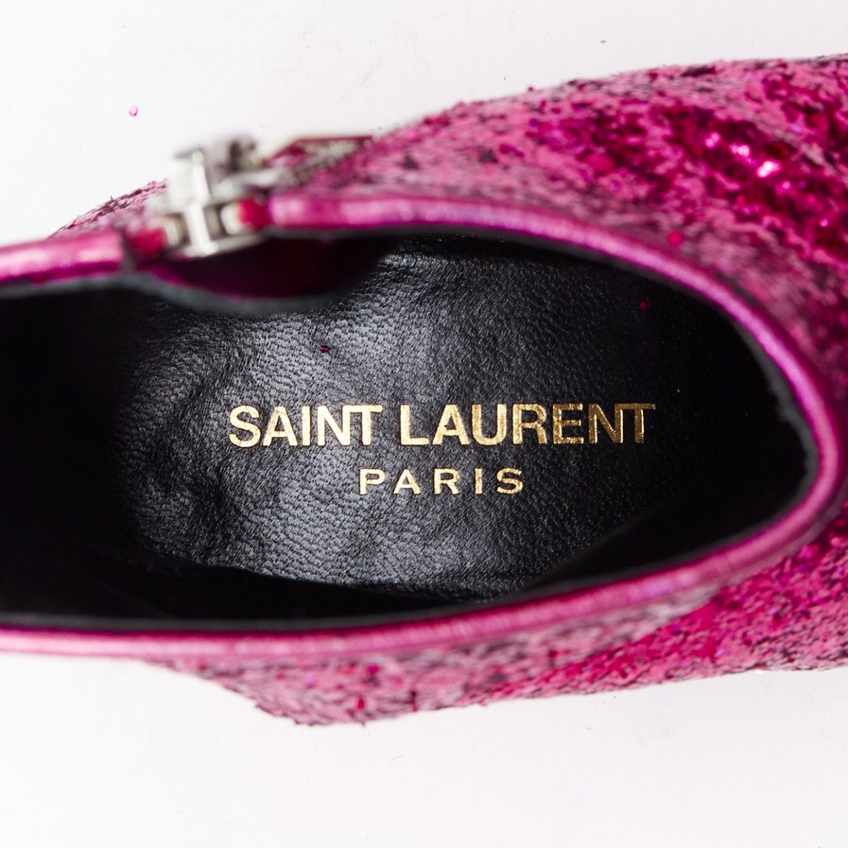 Saint Laurent Paris SAINT LAURENT Babies 40mm hot pink glitter chunky heel chelsea boots EU38.5 Size US 8.5 / IT 38.5 - 9 Thumbnail