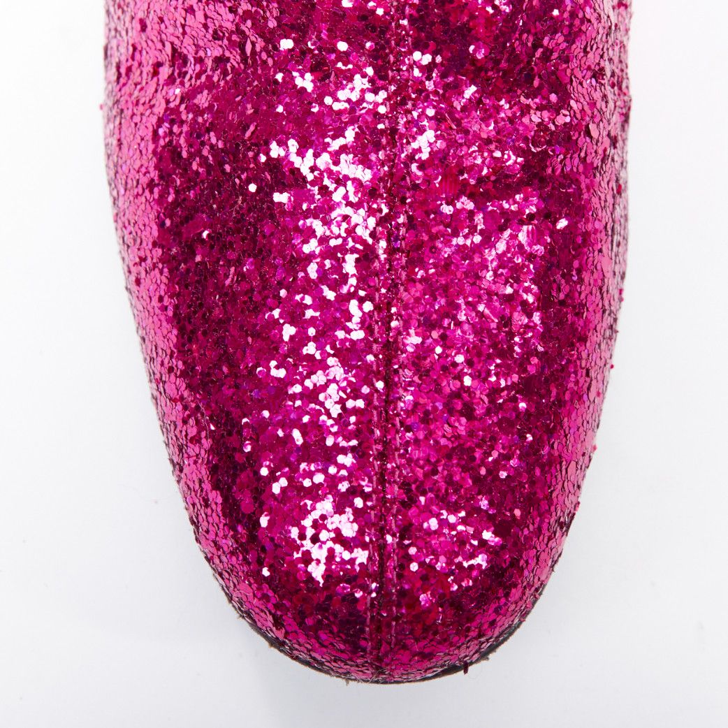 Saint Laurent Paris SAINT LAURENT Babies 40mm hot pink glitter chunky heel chelsea boots EU38.5 Size US 8.5 / IT 38.5 - 6 Thumbnail