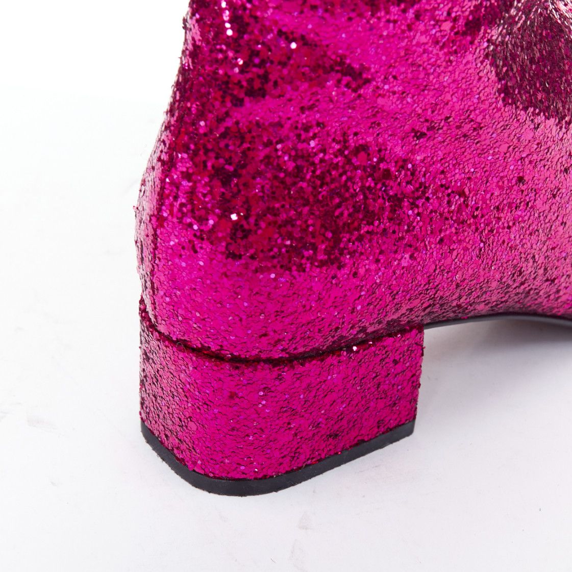 Saint Laurent Paris SAINT LAURENT Babies 40mm hot pink glitter chunky heel chelsea boots EU38.5 Size US 8.5 / IT 38.5 - 8 Thumbnail