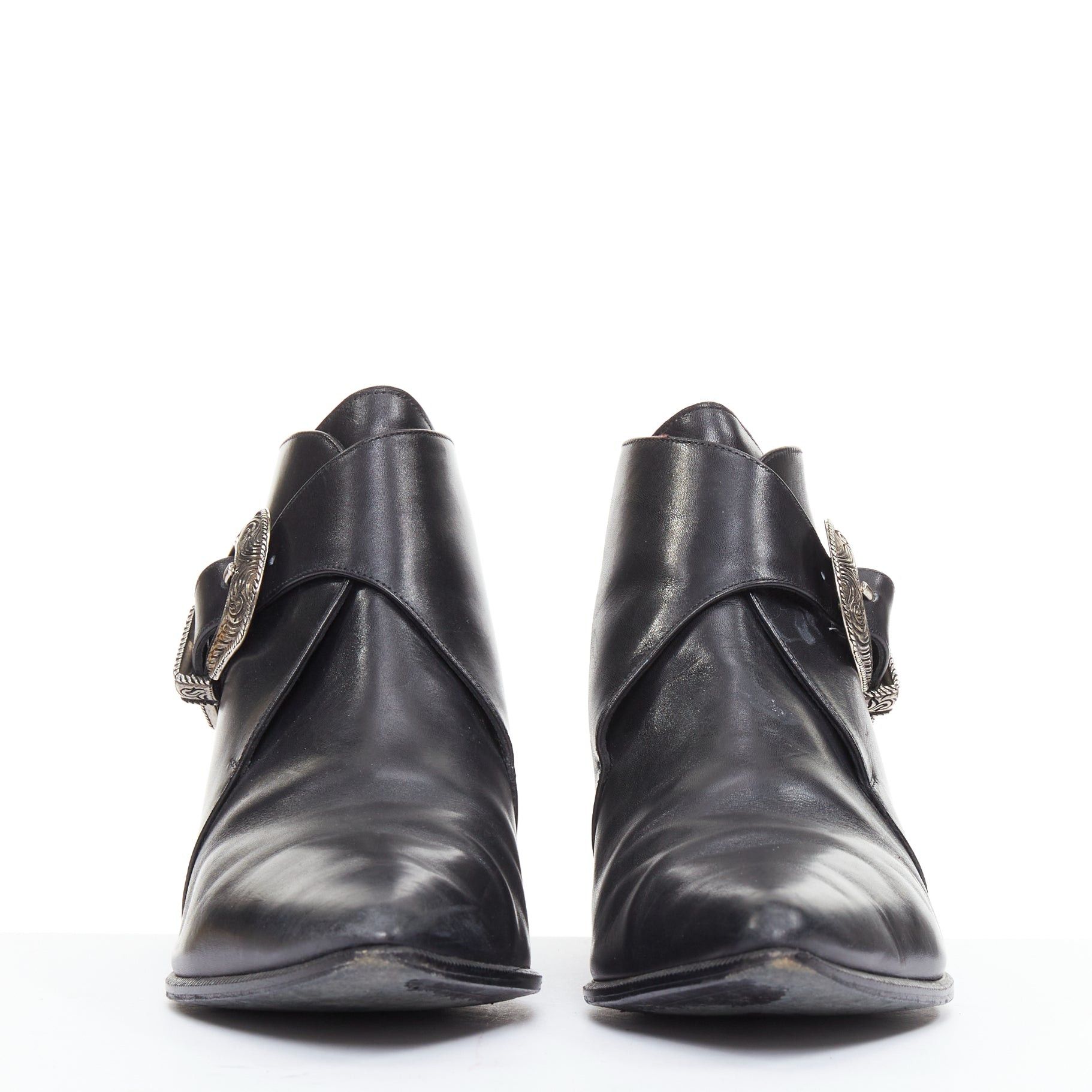 Saint Laurent Paris SAINT LAURENT Hedi Slimane silver western buckle heeled Chelsea booties EU38.5 Size US 8.5 / IT 38.5 - 3 Thumbnail