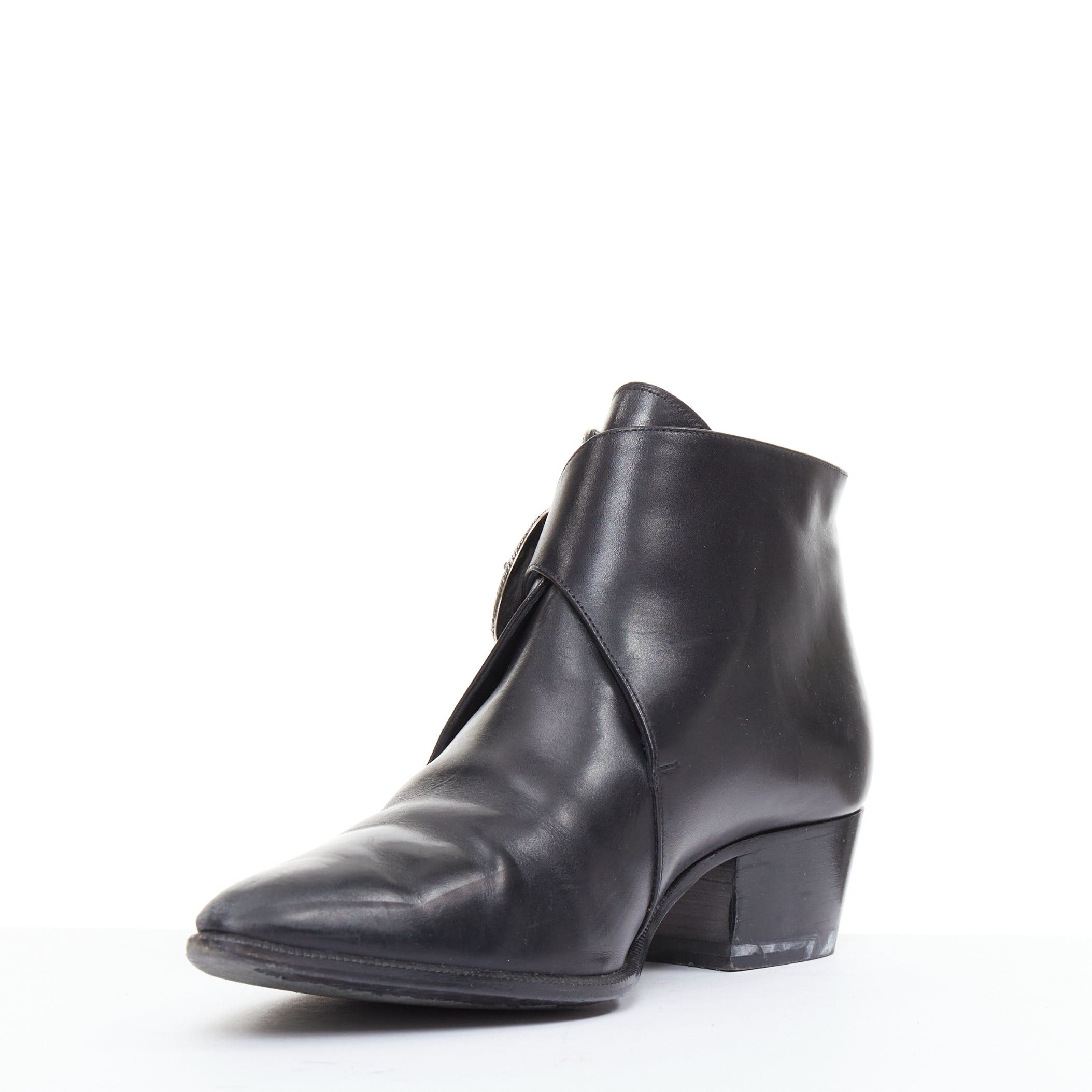 Saint Laurent Paris SAINT LAURENT Hedi Slimane silver western buckle heeled Chelsea booties EU38.5 Size US 8.5 / IT 38.5 - 4 Thumbnail