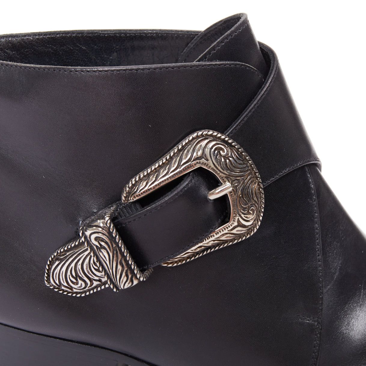 Saint Laurent Paris SAINT LAURENT Hedi Slimane silver western buckle heeled Chelsea booties EU38.5 Size US 8.5 / IT 38.5 - 8 Thumbnail