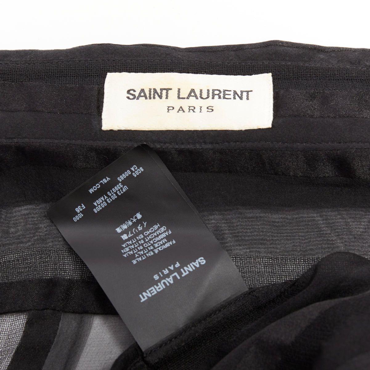 Saint Laurent Paris SAINT LAURENT 2013 black 100% silk vertical stripes sheer collared shirt FR36 S Size S / US 4 / IT 40 - 8 Thumbnail