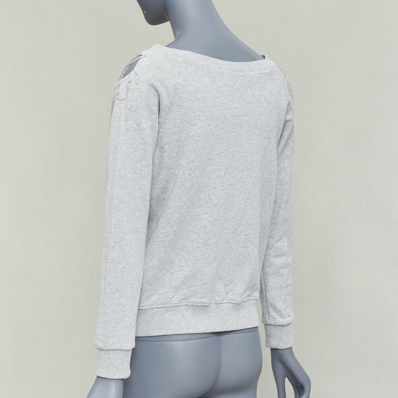 Saint Laurent Paris SAINT LAURENT 2013 Hedi Slimane grey cotton silver chain cold shoulder sweater XS Size S / US 4 / IT 40 - 6 Thumbnail