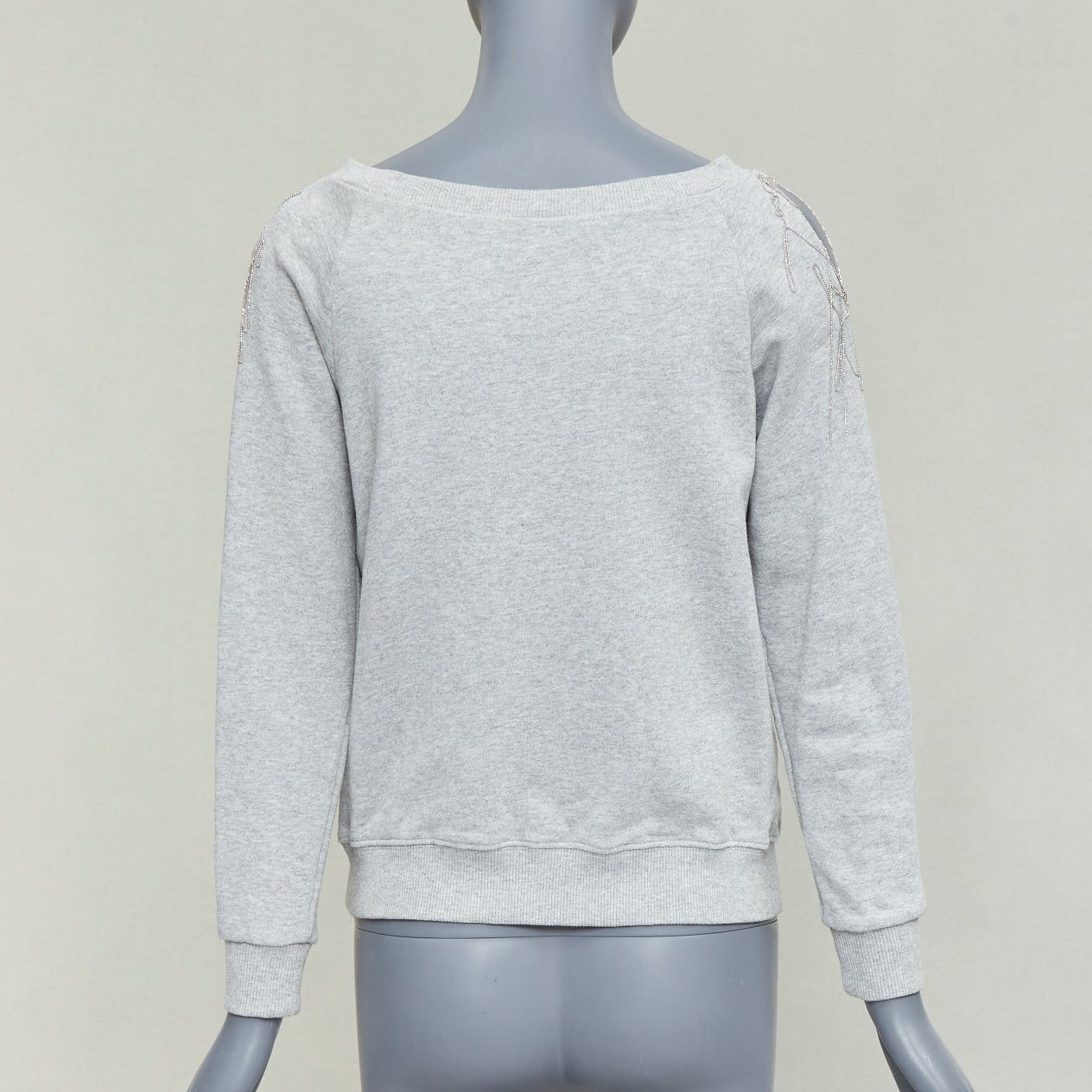 Saint Laurent Paris SAINT LAURENT 2013 Hedi Slimane grey cotton silver chain cold shoulder sweater XS Size S / US 4 / IT 40 - 5 Thumbnail