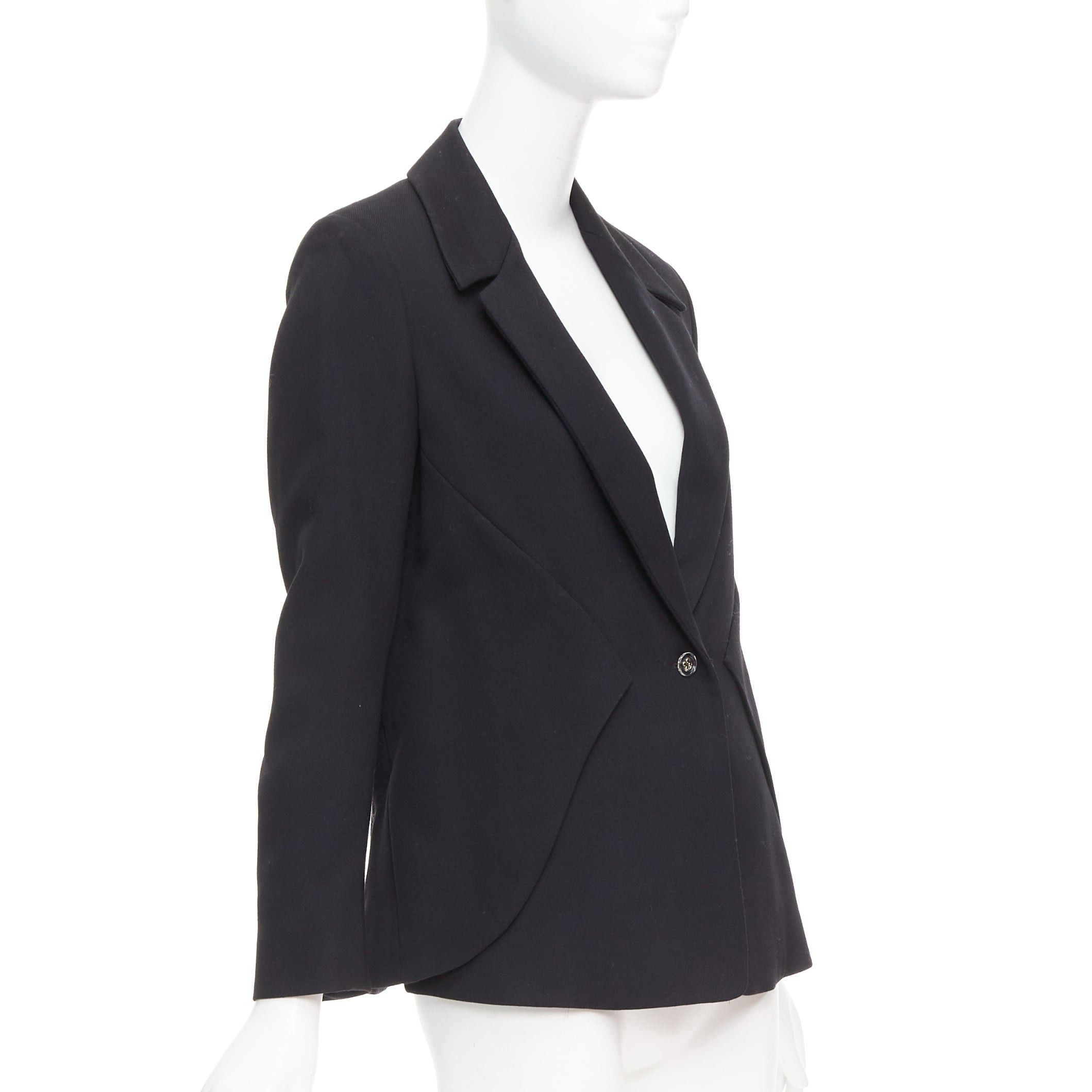 Saint Laurent Paris YVES SAINT LAURENT 2010 black wool blend deconstructed blazer FR36 S Size S / US 4 / IT 40 - 4 Thumbnail