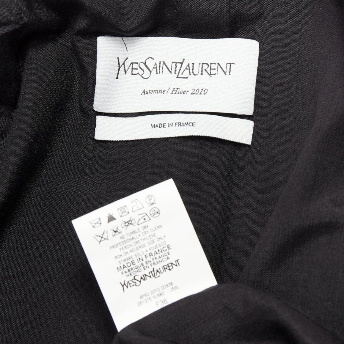 Saint Laurent Paris YVES SAINT LAURENT 2010 black wool blend deconstructed blazer FR36 S Size S / US 4 / IT 40 - 9 Thumbnail