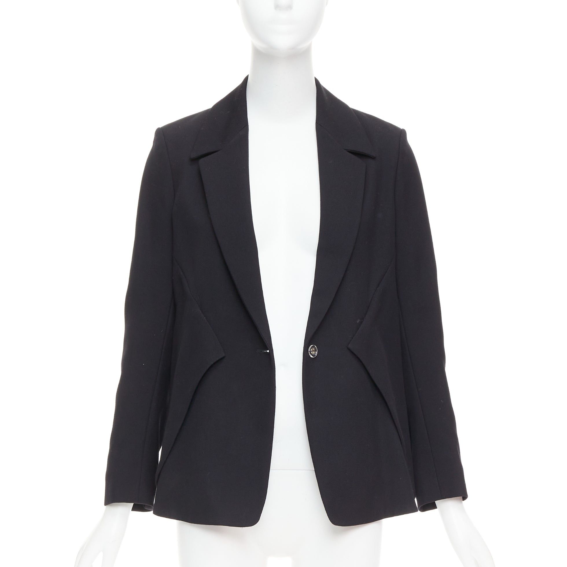 Saint Laurent Paris YVES SAINT LAURENT 2010 black wool blend deconstructed blazer FR36 S Size S / US 4 / IT 40 - 3 Thumbnail