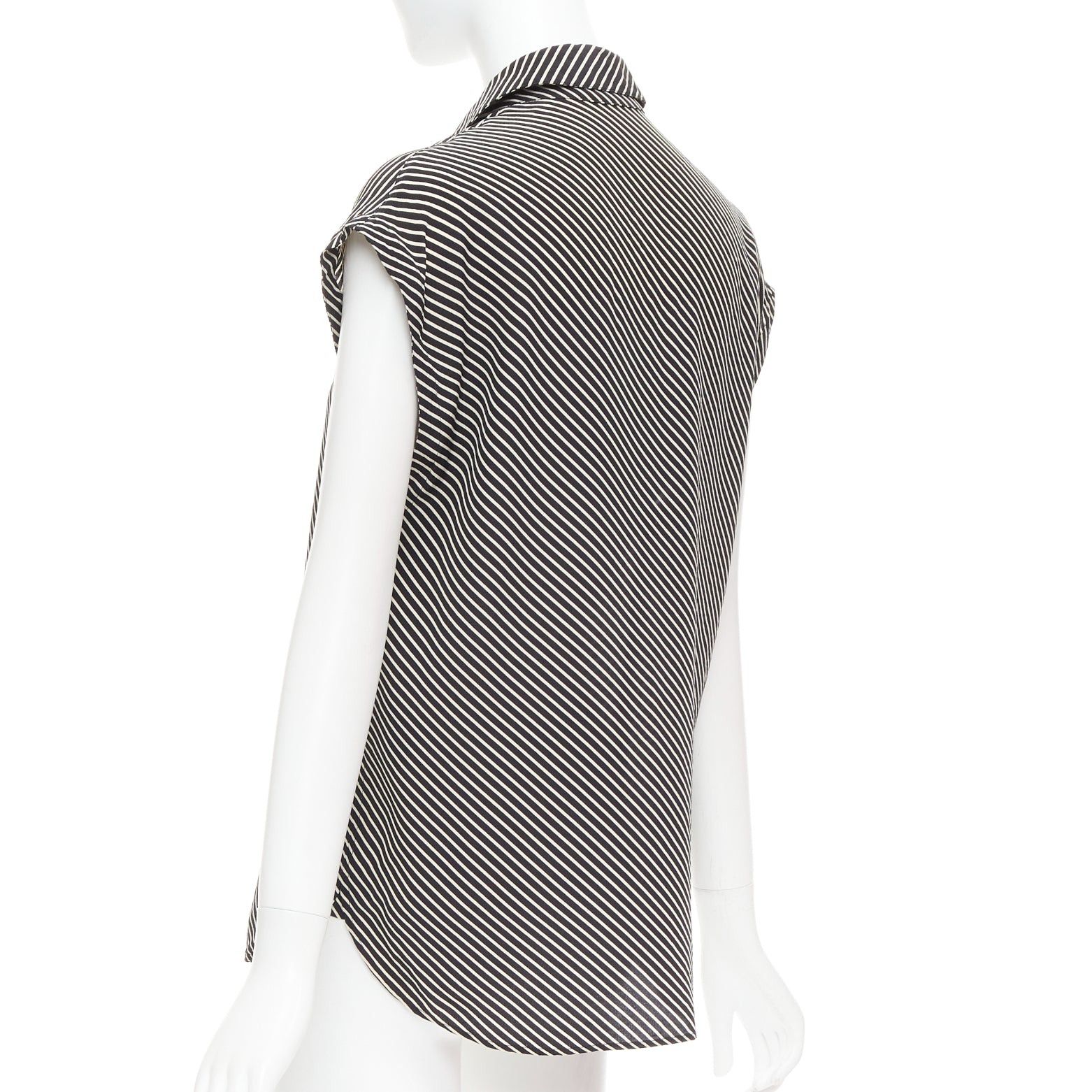 Saint Laurent Paris SAINT LAURENT 2015 100% silk diagonal striped sleeveless blouse FR34 XS Size XS / US 0-2 / IT 36-38 - 6 Thumbnail