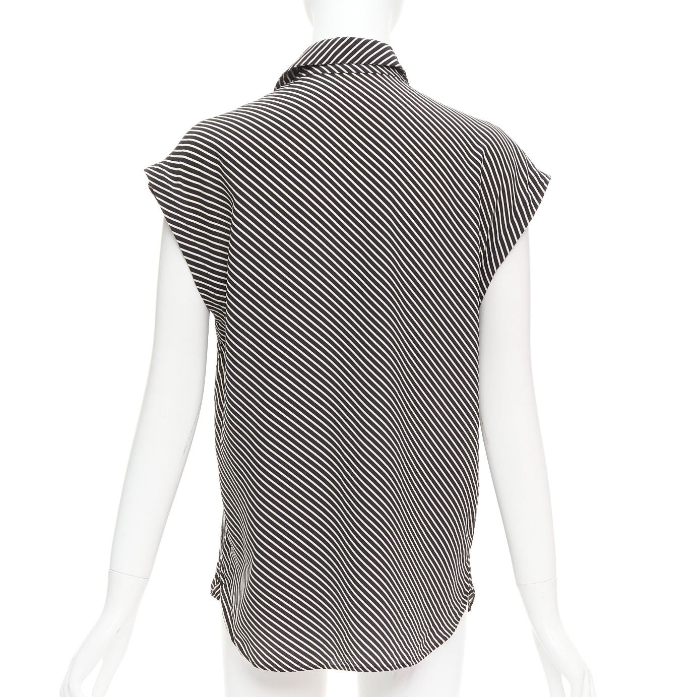 Saint Laurent Paris SAINT LAURENT 2015 100% silk diagonal striped sleeveless blouse FR34 XS Size XS / US 0-2 / IT 36-38 - 5 Thumbnail