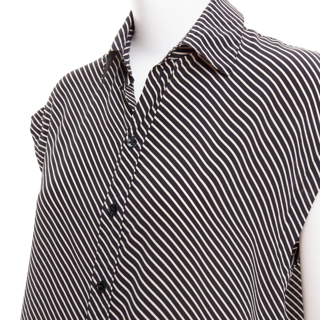 Saint Laurent Paris SAINT LAURENT 2015 100% silk diagonal striped sleeveless blouse FR34 XS Size XS / US 0-2 / IT 36-38 - 2 Thumbnail