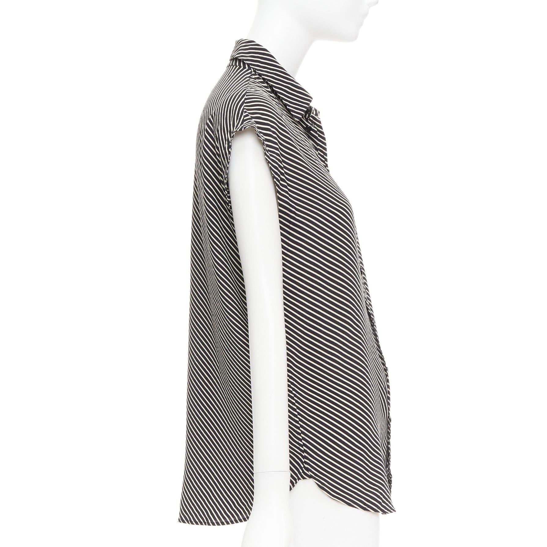 Saint Laurent Paris SAINT LAURENT 2015 100% silk diagonal striped sleeveless blouse FR34 XS Size XS / US 0-2 / IT 36-38 - 4 Thumbnail