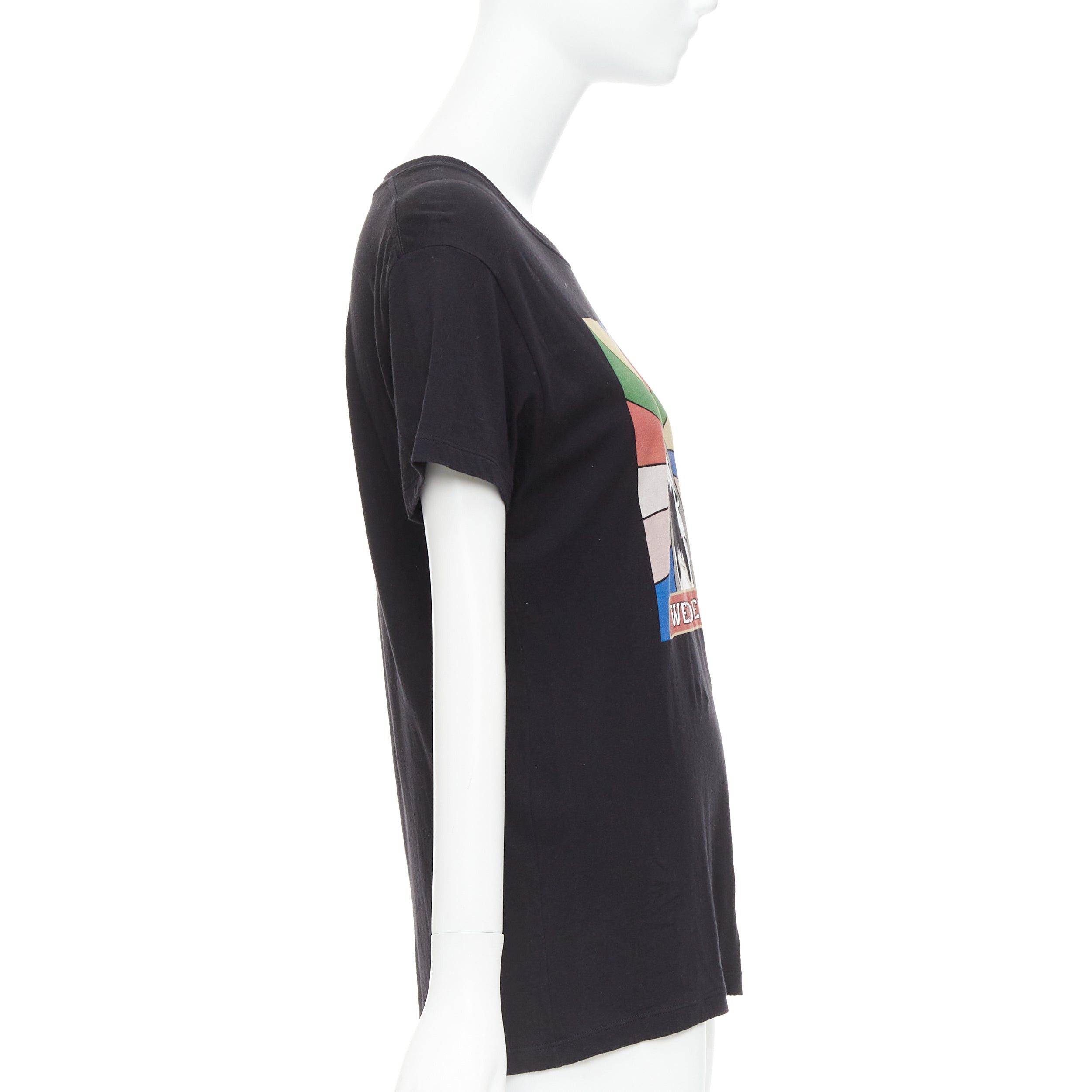 Saint Laurent Paris SAINT LAURENT 2016 Sweet Dreams black shark rainbow cotton tshirt XS Size S / US 4 / IT 40 - 4 Thumbnail