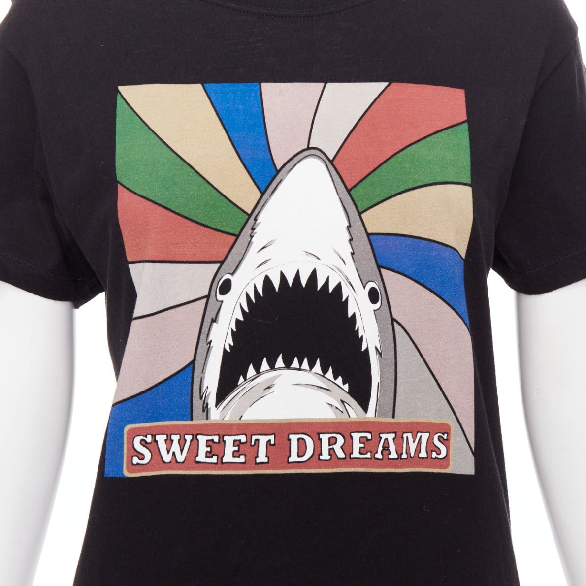 Saint Laurent Paris SAINT LAURENT 2016 Sweet Dreams black shark rainbow cotton tshirt XS Size S / US 4 / IT 40 - 2 Thumbnail